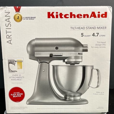 KitchenAid 5 Qrt Artisan Stand Mixer KSM150FECU-Contour Silver New In Box Sealed Cracker Dip, Handheld Mixer, Tilt Head, Kitchenaid Artisan, Kitchenaid Stand Mixer, Head Stand, Bar Supplies, Stainless Steel Bowl, Hand Mixer