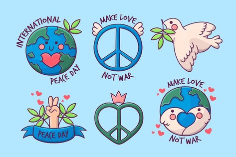 Hand drawn international day of peace labels | Free Vector Peace Logo Art, Peace Poster Ideas, World Peace Drawing, Peace Day Drawing, Peace Drawing Ideas, International Peace Day Poster, Peace Doodle, Peace Day Poster, Dpz Wallpapers