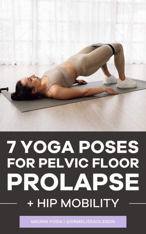 Want to learn how to do pelvic floor exercises for prolapse? These 7 pelvic floor yoga poses for prolapse focus on pelvis stretching and hip mobility to help you gently strengthen your pelvic floor muscles and heal from pelvic floor prolapse. Whatever the cause, these pelvic floor yoga exercises offer the perfect prolapse-safe workout. Try this yoga for prolapse video now! Floor Yoga Poses, Exercises For Prolapse, Yoga For Pelvic Floor, Pelvic Floor Yoga, Pelvic Floor Dysfunction Exercises, Pelvic Floor Exercises For Prolapse, Prolapse Exercises, Pelvic Floor Prolapse, Floor Yoga