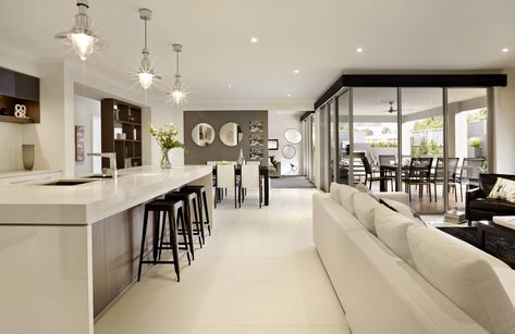 Gorgeous kitchen lounge with corner sliding door Open Plan Kitchen Living Room Layout, Open Plan Kitchen Dining Living, Open Plan Kitchen Dining, Open Plan Kitchen Living Room, Kitchen Lounge, Kitchen Dining Living, Open Concept Kitchen, Livingroom Layout, Open Plan Kitchen