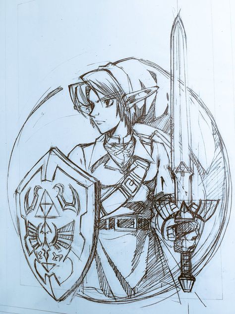 Link Legend Of Zelda Art, Link Zelda Drawing, Zelda Sketch, Link Totk, Zelda Drawing, King Drawing, Zelda Tattoo, Link Art, Link Zelda