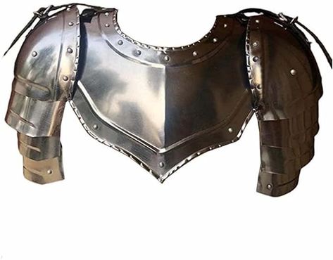 Amazon.com: AnNafi® Medieval Iron Gorget with Pauldrons Gothic Gorget Spaulders Arm Shoulder Guard Set Viking Crusader Warrior Armor Steel Neck Protector SCA LARP Knight Metal Vembrace Pair Silver Adult : Clothing, Shoes & Jewelry Larp Knight, 15th Century Armor, Warrior Armor, Shoulder Guard, Century Armor, Historical Reenactment, Shoulder Armor, Knight Armor, Medieval Armor