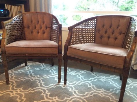 Rattan Chair Makeover, Vintage Cane Chair, Dining Chairs Ideas, Vintage Wooden Chair, Reupholster Chair Dining, Cane Chairs, Upholstery Trends, Head Boards, Upholstery Armchair