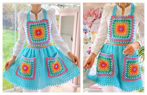 Easy Kitchen Apron Free Crochet Patterns Square Apron, Craft Apron, Crochet Towel, Crochet Kitchen, Aprons Patterns, Kitchen Apron, Beautiful Crochet, Crochet Fashion, Yarn Colors