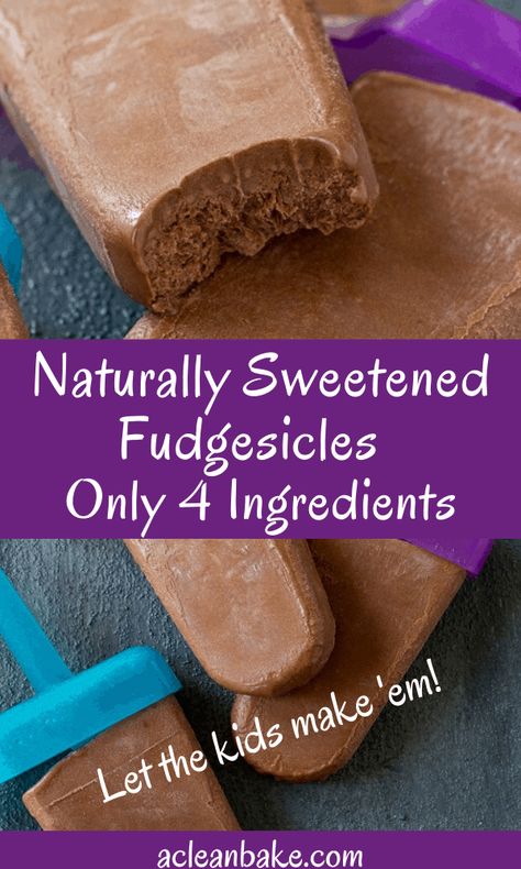 These dairy free and naturally sweetened fudgesicles only require 4 ingredients and put the store bought ones to shame! Why not teach your kids how to make them a bonus while homeschooling. They are a kid friendly snack that vegan, gluten free, and paleo too! Give them a try today. #kidfriendly #homeschooltips #healthypopsicles #easyfudgesicle #veganpopsicle #vegansnack Homemade Fudgesicles, Fudgesicle Recipe, Deserturi Raw Vegan, Healthy Popsicle Recipes, Kid Friendly Snack, Homemade Popsicles, Homemade Ice Cream Recipes, Snacks Saludables, Ice Cream Treats