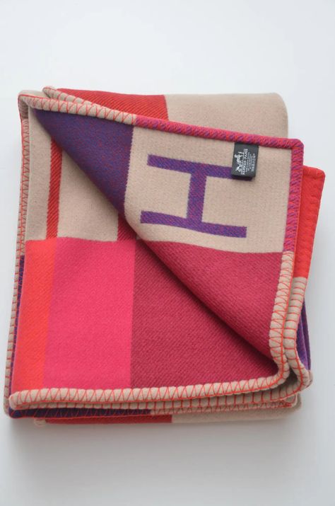 Hermes Throw Blanket, Designer Blanket, H Blanket, Pink Hermes, House Accents, Hermes Blanket, Plaid Blankets, Thrown Chair, Fashion Poster Design