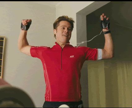 17 Music Hacks For A Better Workout Brad Pitt Gif, Music Hacks, Burn After Reading, Dumbbell Arm Workout, Modern Talking, Dancing Gif, Pop Dance, Arm Workout, Brad Pitt