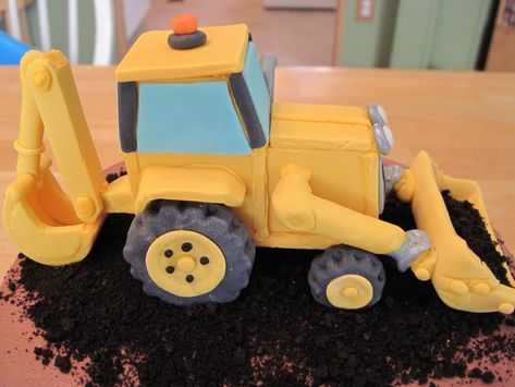 Backhoe Cake, Cake Tractor, Bulldozer Cake, Bob The Builder Cake, Excavator Cake, Tractor Birthday Cakes, Digger Cake, Fondant Art, 12th Birthday Cake