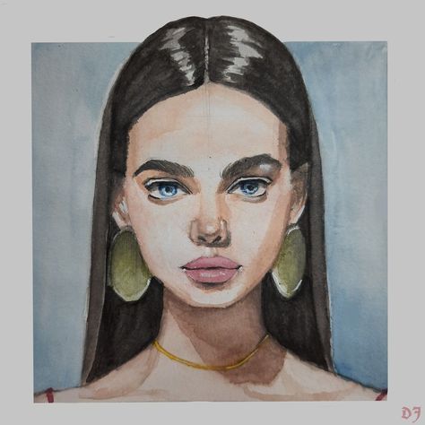 #watercolor portrait Painting Ideas Portrait Easy, Easy Painting Portrait, Easy Portraits To Draw, Abstract Portrait Painting Easy, Water Colour Portrait Easy, Face Drawing Watercolor Easy, Watercolor Art Portrait Easy, Easy Portrait Painting For Beginners, Watercolour Face Portraits