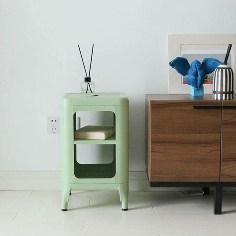 Funky Nightstand, Unusual Bedside Tables, Small Side Cabinet, Affordable Nightstand, Style Bedside Table, Iron Side Table, Unique Nightstand, Nyc Apt, Metal Nightstand