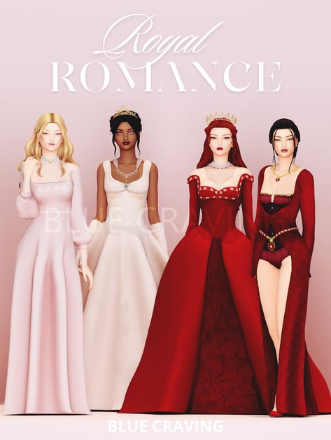 Blue Craving: SIMS 4 CC - ROYAL ROMANCE Sims Royal, Best Sims 4 Cc, Sims 4 Royal, Royalty Dress, Royal Romance, Royal Clothes, Sims 4 Challenges, Sims Medieval, The Sims 4 Skin