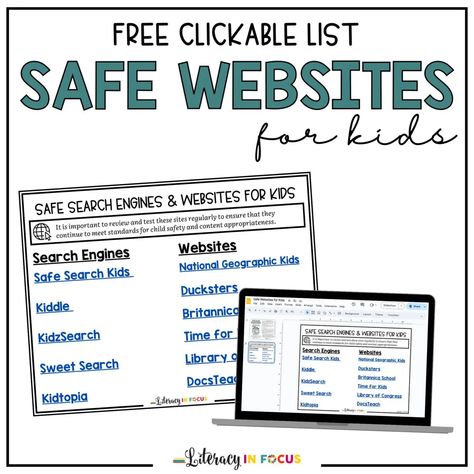 Safe websites for research projects! This list of kid-friendly search engines and websites is perfect for elementary, middle, and high school students! All of the sites are FREE! Great for teaching students how to research online. Kids of all ages can use for these resources for online learning and research. #research #internetsafety #digitalliteracy Websites For Research, Computer Activities For Kids, Comp Sci, Free Learning Websites, Research Websites, Learning Websites For Kids, Websites For Kids, Websites For Students, Teacher Websites