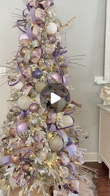 J. ANISE & CO. on Instagram: "This soothing sophisticated and somewhat unexpected pallet is among the favorites this holiday season! I just love the mix of lavender hues on top of my favorite @kingofchristmas tree. If you love this tree it is available via the link in my bio! • 7.5ft slim queen flocked with 700 led lights The ribbons and ornaments are going fast! Still available via the link in my bio! #ribbonwork #xmastree🎄 #christmasmagic #lavenderchristmastree #purplechristmas #christma Lavender And Gold Christmas Tree, Lavender Christmas Tree Decoration, Lilac Christmas Tree, Lavender Christmas Tree, Purple Christmas Tree Decorations, Lavender Christmas, Lilac Decor, Victorian Christmas Tree, Christmas Aesthetics