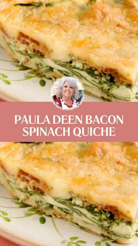 Paula Deen Bacon Spinach Quiche Paula Deen Spinach And Bacon Quiche, Spinach Bacon Cheese Quiche, Paula Deen Quiche, Spinach And Bacon Quiche Recipes, Paula Deen Quiche Recipes, Quiche Recipes Easy Bacon, Bacon Quiche Recipes, Swiss Cheese Quiche Recipe, Paula Deen Meatloaf Recipes