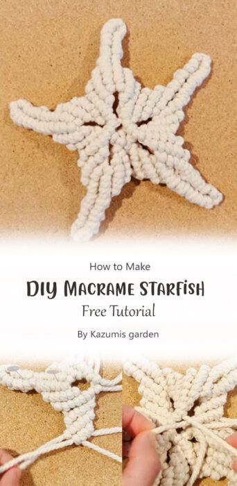 DIY Macrame Starfish - Free Tutorial Ideas - Carolinamontoni.com Macrame Sea Turtle, Macrame Seashell Tutorial, Starfish Macrame, Unique Macrame Ideas, Macrame Stitches, Macrame Seashell, Hand Embroidery Patterns Free Printable, Cross Stitch Patterns Free Disney, Macrame Shell