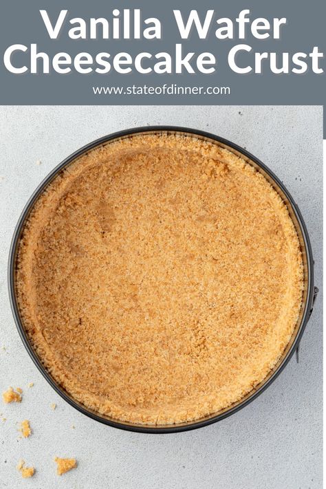 This easy Vanilla Wafer Crust makes the ideal base for creamy cheesecakes. The crisp crust lends a more refined vanilla flavor than a traditional graham cracker crust, which allows the cheesecake filling to shine. Cheesecake With Nilla Wafer Crust, Vanilla Wafer Cheesecake, Cheesecake Crust Recipe, Vanilla Wafer Crust, Kid Friendly Dessert, Vanilla Wafer, Cheesecake Crust, Butter Crust, How To Make Cheesecake