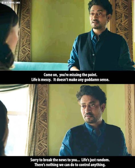 Movie: Puzzle #best.movie.lines @Instagram Best Movie Lines Life, Karwaan Movie Quotes, Irrfan Khan Aesthetic, Piku Movie Quotes, Best Movie Lines About Love, Best Movie Quotes Deep, Film Dialogues, Famous Movie Dialogues, Best Movie Dialogues