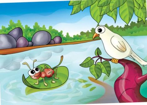 The Ant And The Dove Short Story! The Ant And The Dove, Inspirational Stories For Kids, Good Moral Stories, Ant Drawing, Hindi Poems For Kids, English Moral Stories, Moral Stories In Hindi, Fable Stories, Very Short Stories