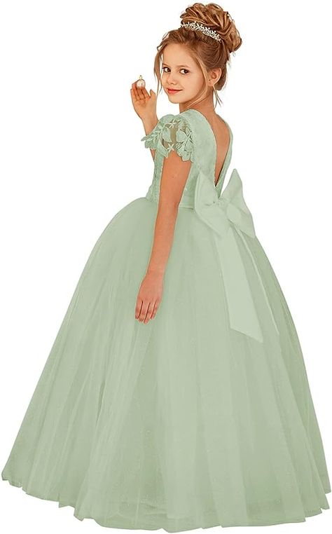 Sage Green Prom Dress, Kids Prom Dresses, Green Quinceanera Dresses, Green Flower Girl Dresses, Fairytale Forest, Light Green Dress, Long Flower Girl Dresses, Green Wedding Dresses, Sage Green Dress