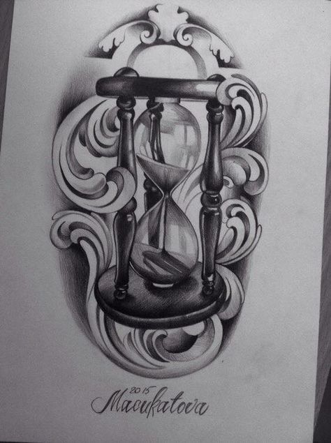 Hour Glass Tattoo Design, Hourglass Drawing, Drawing Tattoo Ideas, Filigree Tattoo, Hourglass Tattoo, Clock Tattoo Design, Geniale Tattoos, Drawing Tattoo, Clock Tattoo