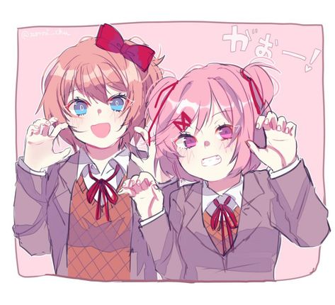 Sayori & Natsuki Oki Doki, Sayaka Miki, Club Hairstyles, Psychological Horror, Doki Doki, Literature Club, Indie Games, Visual Novel, Horror Game