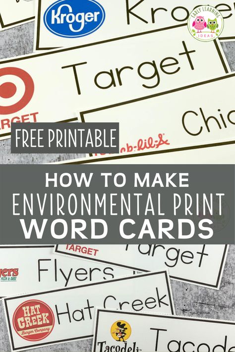 Environmental Print Activities, Preschool Word Walls, Beginning Sound Activities, Early Learning Ideas, Classroom Word Wall, Sound Activities, Preschool Activities At Home, Environmental Print, Early Literacy Activities