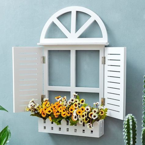 JL Home Decor Creative Wall Fake Window Decoration Flower Basket Wall Hanging Wall Decoration Pendant Cafe Living Room Plant Pot (Small)🤍 Cafe Living Room, Front Yard Decor, Bloxburg Kitchen, Fake Window, Basket Wall Hanging, Window Wall Decor, Faux Window, Modern Plant Stand, Living Room Plants