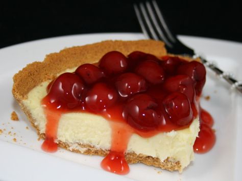 Magic Bullet Cheesecake, perfect sixe for Keebler pre made pie crust. Must use raspberries not cherries!!! 8  ounces cream cheese    2   eggs    1/2 cup sugar    1  teaspoon vanilla    1   graham cracker crust  Bake 350 20-25min, Cool 30 min then refrigerate 1h. 3 Ingredient Cheesecake, Cherry Cream Cheese Pie, Creamy Cheesecake Recipe, Magic Bullet Recipes, Homemade Graham Cracker Crust, Homemade Graham Crackers, Cheesecake Toppings, Cherry Desserts, Fruit Toppings