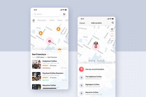 Search Place_Map view UI template by hoangpts on Envato Elements Social App Design, App Map, App User Interface, Restaurant App, Medical App, Mobile App Design Inspiration, App Interface Design, Sketch App, Web Ui Design