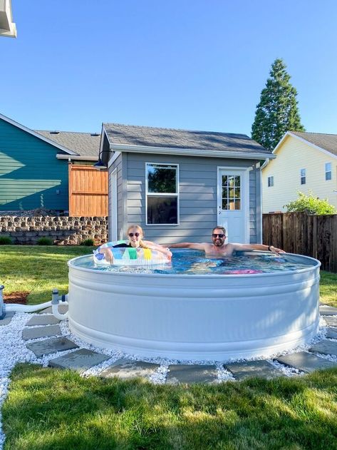 Pool On A Budget, Country Club Pool, Stock Tank Swimming Pool, Above Ground Pool Pumps, Stock Pools, Diy Stock Tank, Stock Tank Pool Diy, Pool Nets, Pool Diy