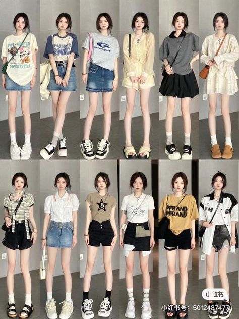 Bad quality and wrong size Korean Summer Outfit, Korean Outfits Ideas, Korean Summer Outfits, Space Fashion, Korean Summer, Trendy Outfits For Teens, Easy Trendy Outfits, Rock A, Girly Fashion