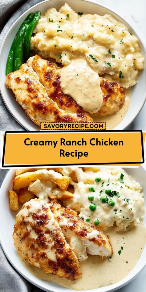 Want a quick and creamy twist to your chicken breast recipes? This Creamy Ranch Chicken Recipe is not only easy to make but also bursting with flavor. Save this recipe now to impress your family with a delightful dinner that’s sure to become a favorite! Creamy Ranch Chicken Recipe, Ranch Chicken Recipe, Creamy Ranch Chicken, Savory Recipe, Ranch Chicken Recipes, Creamy Ranch, Chicken Breast Recipes Easy, Ranch Recipe, Cozy Dinner