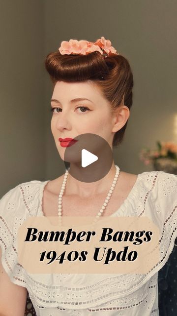 1950s Bun Hairstyles, 50s Pin Up Hair, Victory Rolls Short Hair, Glamorous Updo, Victory Roll Hair, Bumper Bangs, 50s Pin Up, Vintage Hairstyles Tutorial, Ann Sheridan