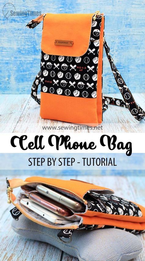 Phone Bag Diy, Phone Bag Pattern, Pochette Portable, Sewing Handbag, Crossbody Bag Pattern, Sewing Machine Projects, Diy Bags Purses, Cell Phone Bag, Tote Bags Sewing