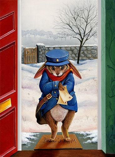 Postman Illustration, Film Moodboard, Illustration Whimsical, Paisley Elephant, Rabbit 2023, Snail Mail Art, Inspiration Pics, Rabbit Illustration, Winter December