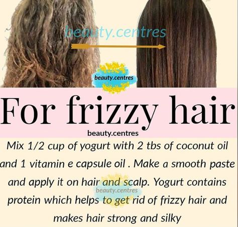 Remedy For Frizzy Hair, Rid Of Frizzy Hair, Frizzy Hair Remedies, Homemade Hair Treatments, Hair Care Remedies, Natural Skin Care Remedies, Hair Care Recipes, Natural Face Skin Care, Hair Growing Tips