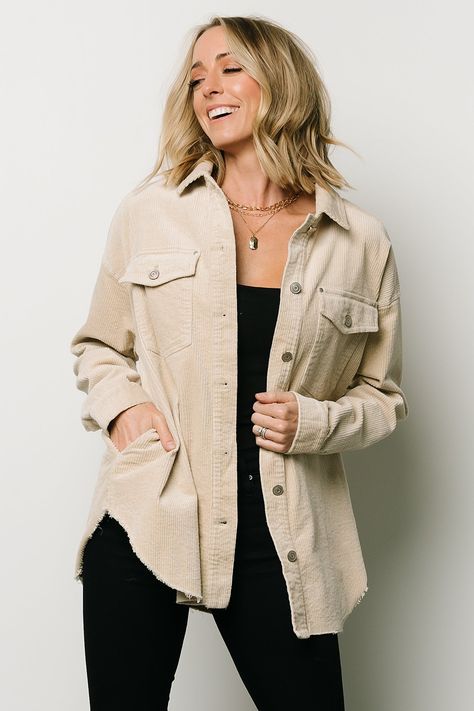 Greeley Corduroy Jacket | Sand - Baltic Born Tan Jacket Outfit, Earth Tones Outfit, Green Shirt Outfits, Fall Jackets Outfit, Fall Winter Capsule Wardrobe, Corduroy Top, Jacket Outfit Women, Corduroy Material, Jean Jacket Outfits