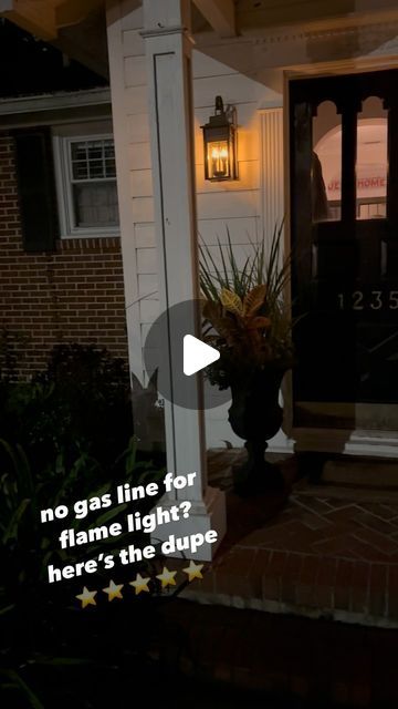 pam sather on Instagram: "An inviting entry. Want the look of gas flame in your lanterns this season? Here’s the dupe.. #eurilighting #pamsatherstudio #autumnvibes #invitingentryway" Outdoor Lighting Ideas House Entrance, Gas Lanterns Front Door Entrance, Gate Lights, Entrance Gate, Gas Lanterns, Front Door Entrance, Entrance Gates, Entrance Doors, House Entrance