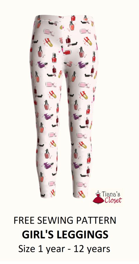 Free sewing pattern: Girl’s leggings Kids Leggings Pattern, Girls Leggings Pattern, Girls Sewing Patterns Free, Geometrical Prints, Toddler Designer Clothes, Girls Clothes Patterns, Kids Clothes Patterns, Free Sewing Pattern, Sewing Patterns Girls