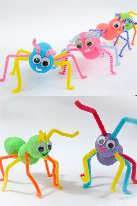 Looking for the perfect spring or summer craft activity that won't cost a bunch of money? Teach your family about bugs in a fun way with these super cute bug craft ideas and projects for kids! Insects Made From Recycled Materials, Cute Bug Crafts, 3d Bugs Crafts, Insect Crafts Preschool Art Projects, Spring Crafts For Boys, Creepy Crawly Crafts For Kids, Diy Insects Craft, Insect Projects For Kids, 3d Insects Craft