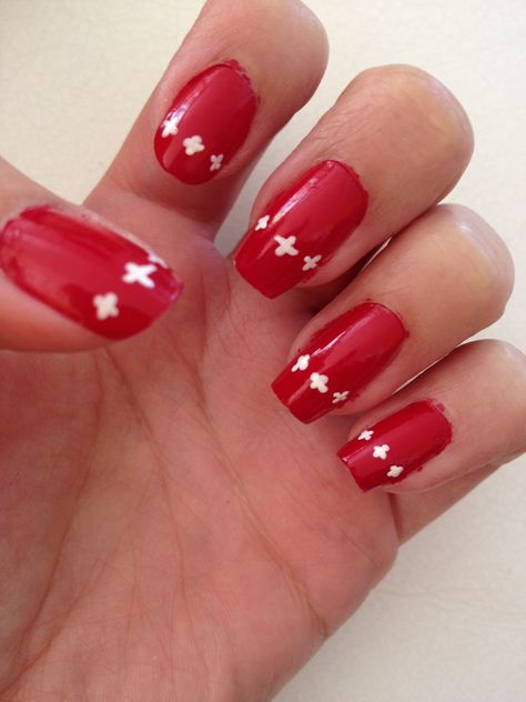 1. August nails #suisse #switzerland #schweiz Switzerland Nails, August Nails, Manicure Nail Designs, 1 August, Nail Manicure, Cute Nails, Nail Ideas, Switzerland, Manicure