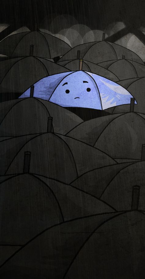 The Blue Umbrella Pixar, Umbrella Wallpaper, The Blue Umbrella, Rain Illustration, Umbrella Drawing, Umbrella Illustration, People Cartoon, Blue Umbrella, Disney Shorts