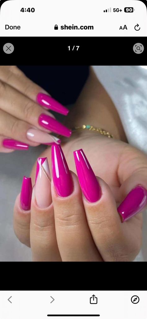 Red And Fuschia Nails, Fuchsia Nail Designs, Fuchsia Nails Ideas, Fuschia Pink Nails, Fuchsia Nails Design, Fuschia Nails, Fuchsia Nails, Pink French Nails, Pink French