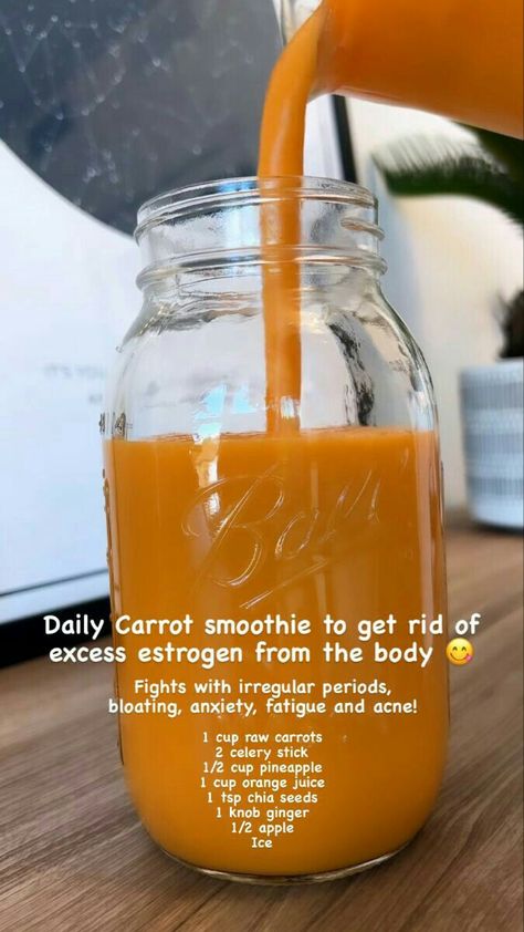 Carrot Smoothie Recipe, Healing Gut, Excess Estrogen, Chronic Headaches, Healthy Juicer Recipes, Carrot Smoothie, Healthy Juice Drinks, دورة شهرية, Juicy Juice