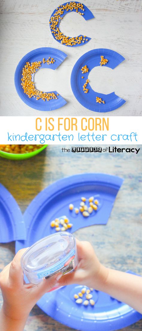 This c is for corn letter c craft is perfect for kindergarteners and preschoolers who are learning their letters and sounds! Letter C Craft, Aa Letter, C Craft, Corn Theme, Letter C Activities, Letter C Crafts, Preschool Letter Crafts, Alphabet Crafts Preschool, Abc Crafts