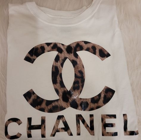 Leopard Vinyl Chanel T-shirt Chanel T Shirt, Customized Shoes, Disney Trip, Gucci Handbags, Disney Trips, Custom Shoes, Chanel, Gucci, Vinyl