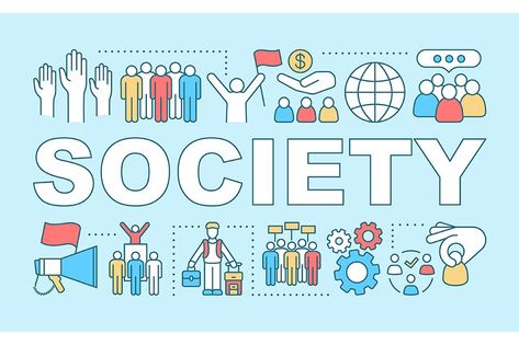 Society word concepts banner. Social unity and integration. Presentation, website. Public relations. Social community. Isolated lettering typography idea with linear icons. Vector outline illustration. If you are interested in custom design or want to make some adjustments to purchase the product, don't hesitate to contact us! bsd@bsdgraphic.com Presentation Website, Values Education, Outline Illustration, Public Relations, Social Community, Presentation, Typography, Bullet Journal, Custom Design