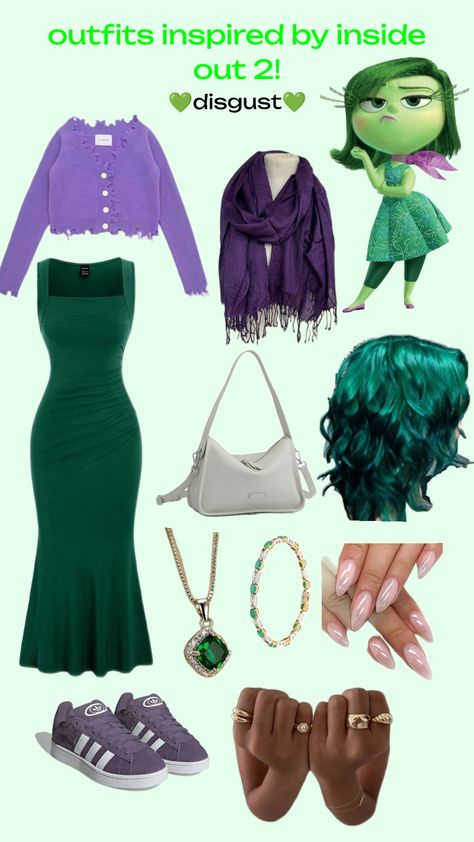 outfits inspired by inside out 2!#disgustfrominsideout #disgustinsideout2 #insideout #insideout2 #disgust Disgust Inside Out Outfit, Disgusted Inside Out, Inside Out Costume, Teen Halloween, Inside Out 2, Halloween Costumes For Teens, Inspo Outfit, Inside Out, Halloween Costumes