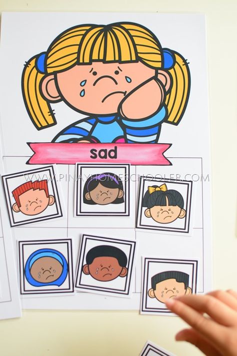 KIDS EMOTIONS LEARNING ACTIVITY Printable Emotions Faces, Prek Emotions, Emotions Kindergarten, Preschool Feelings, Preschool Emotions, Sounds Write, Emotion Activities, Feelings Activities Preschool, Feelings Preschool