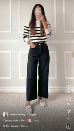 Relaxed Look Outfit, Desk To Dinner Outfit, Coulette Pants Outfit, Petite Teacher Outfits, Polished Casual Outfits For Women, Secondary Teacher Outfits, Karaoke Outfit Night Casual, How To Style Trousers, Professional Jeans Outfit